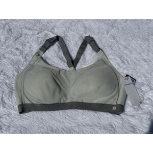 Layer8 Women’s medium support sports bra gray sz Lg cross back wireless
